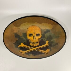 John Derian Melamine Halloween Serving Platter Tray Skull CrossBones NEW w/ Tags